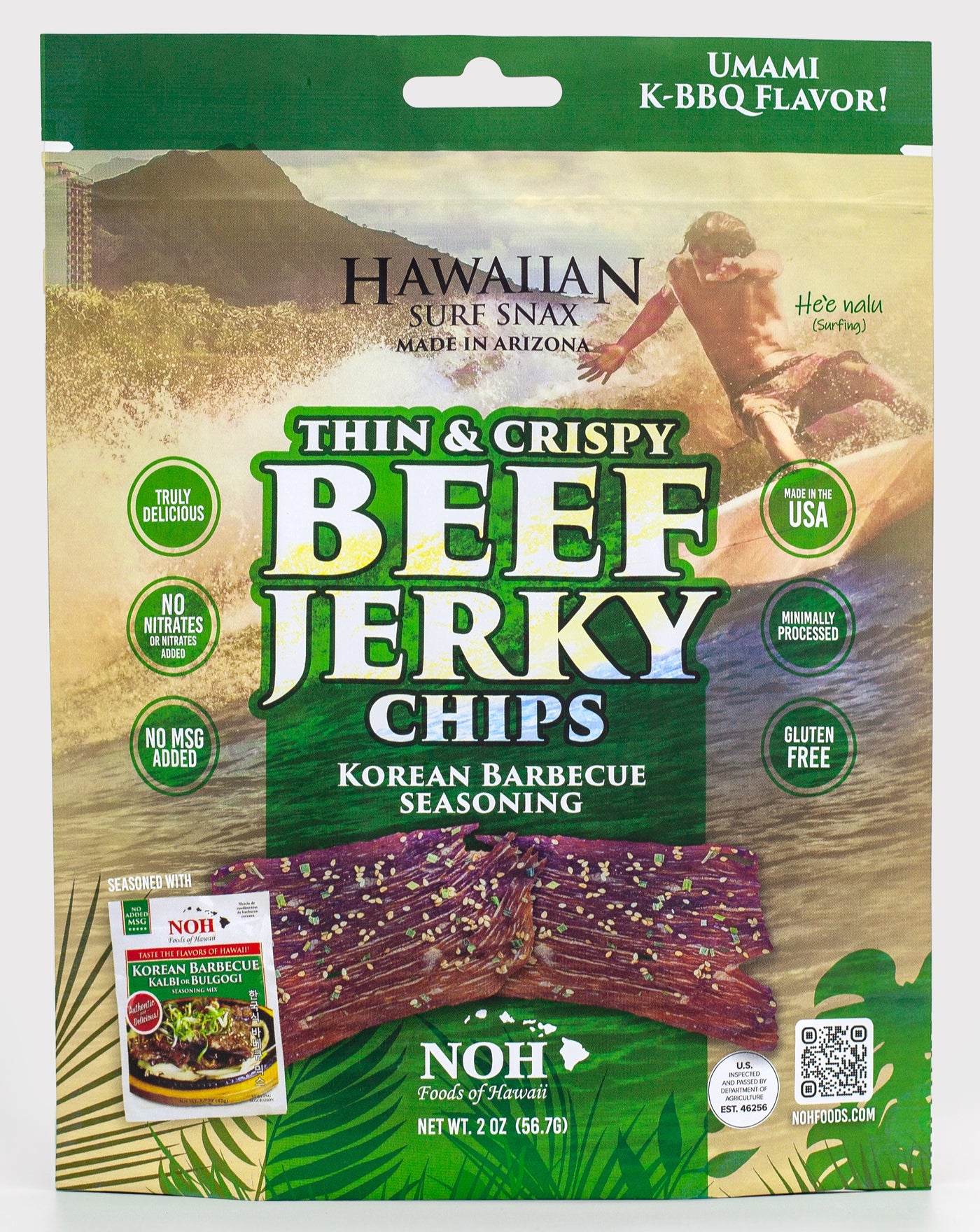 Noh Noh Hawaiian Surf Snax Thin & Crispy Beef Jerky Chips Korean Barbecue (kalbi) — product image