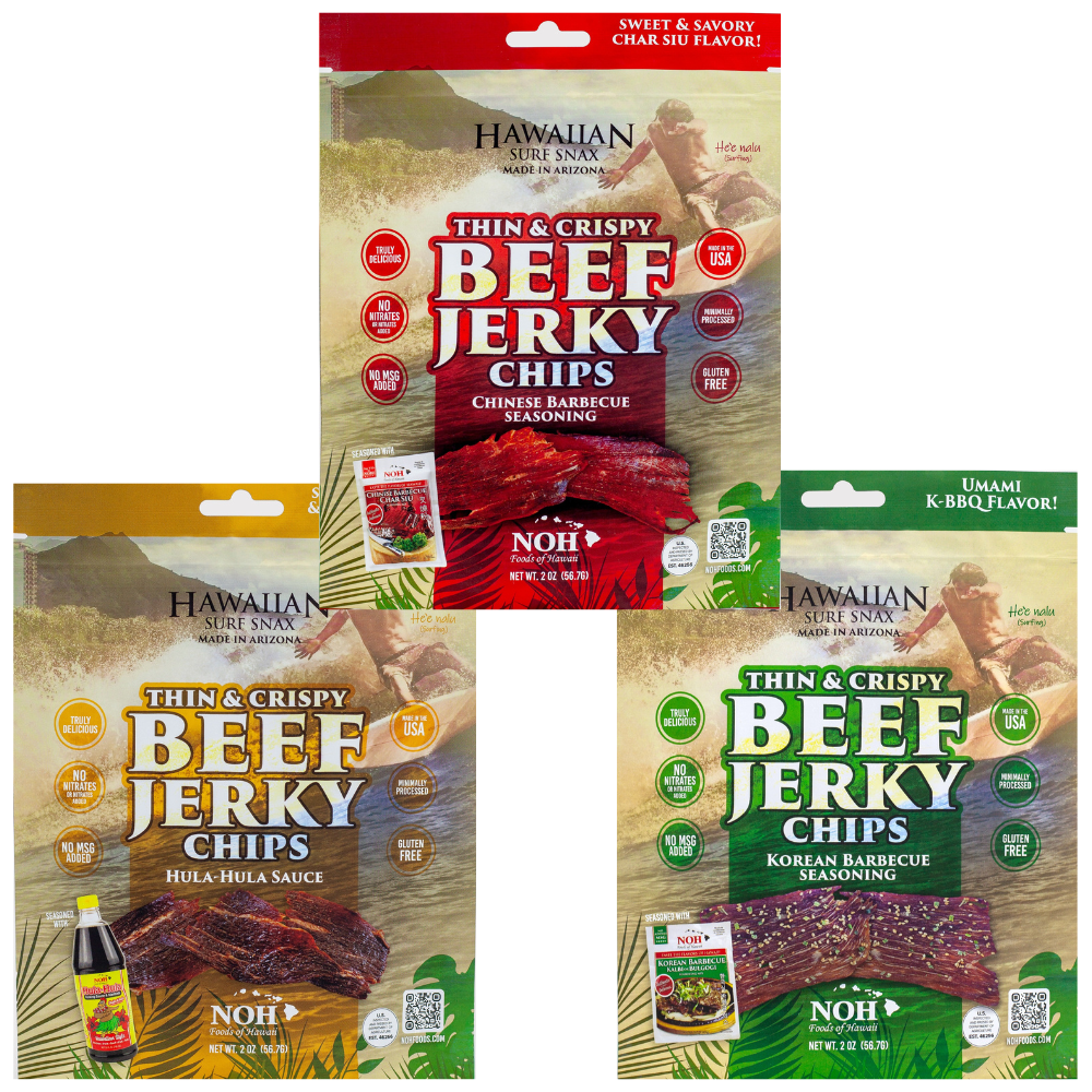 Photo of product packaging for NOH Foods Beef Jerky Chips