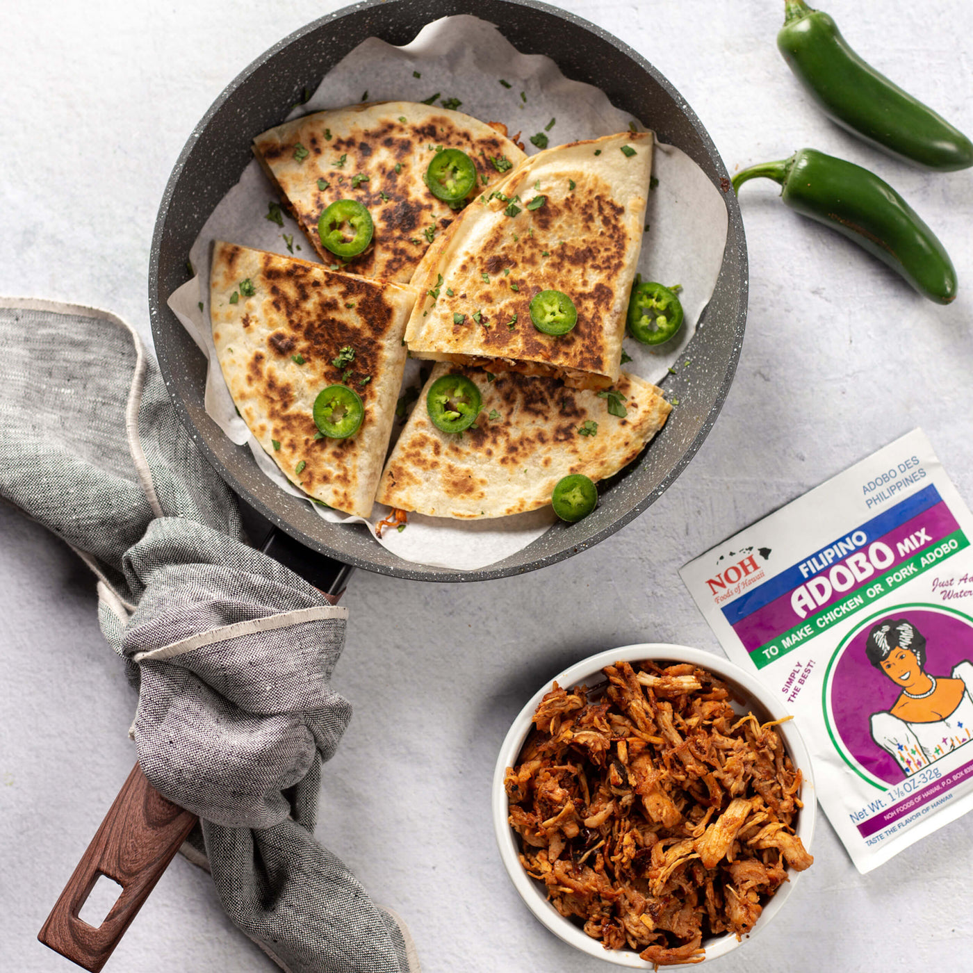 Filipino Adobo Chicken Quesadilla