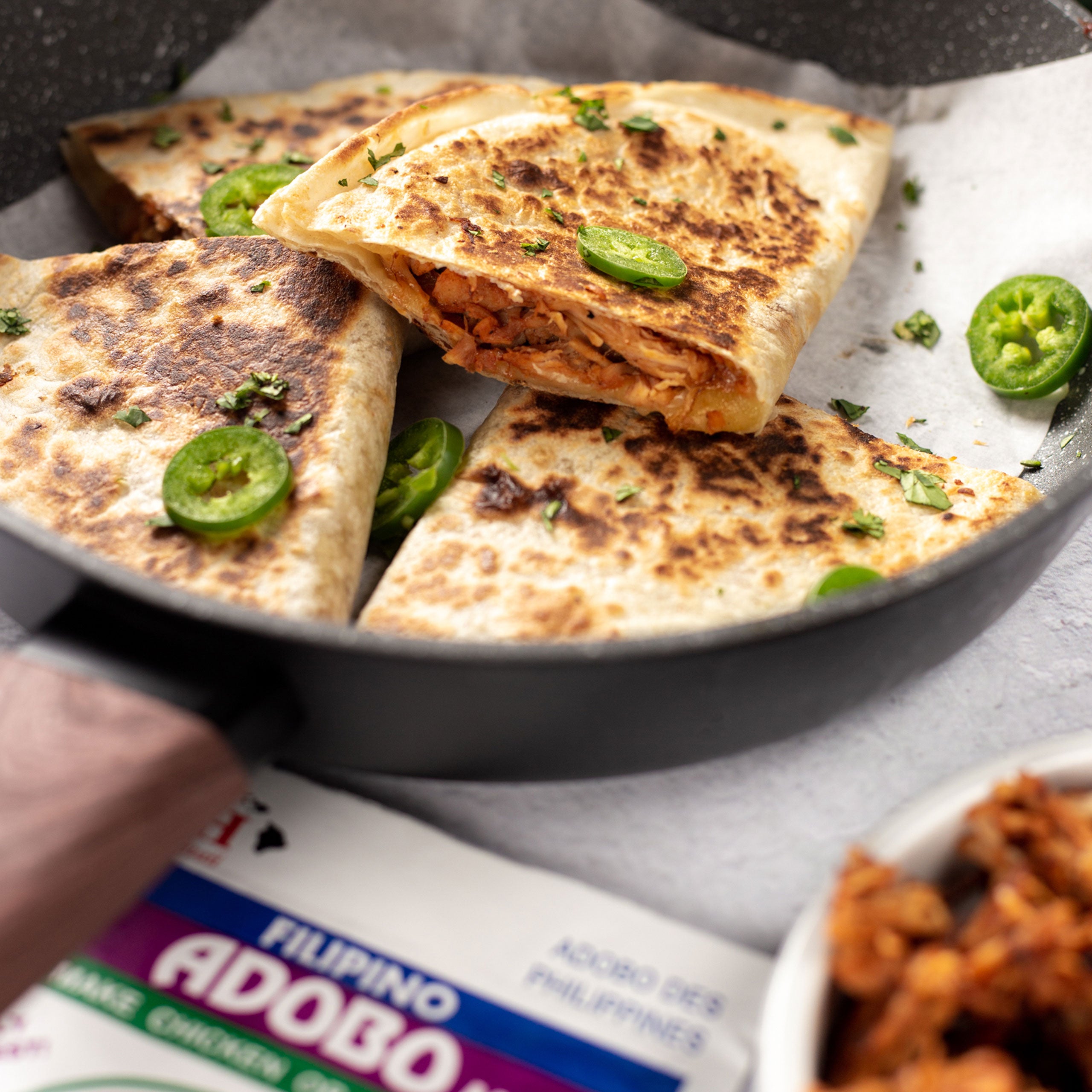 Filipino Adobo Chicken Quesadilla