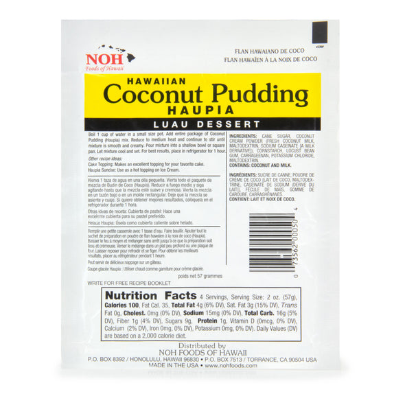 Hawaiian Coconut Pudding Mix Haupai Luau Dessert - Ingredients & Nutrition